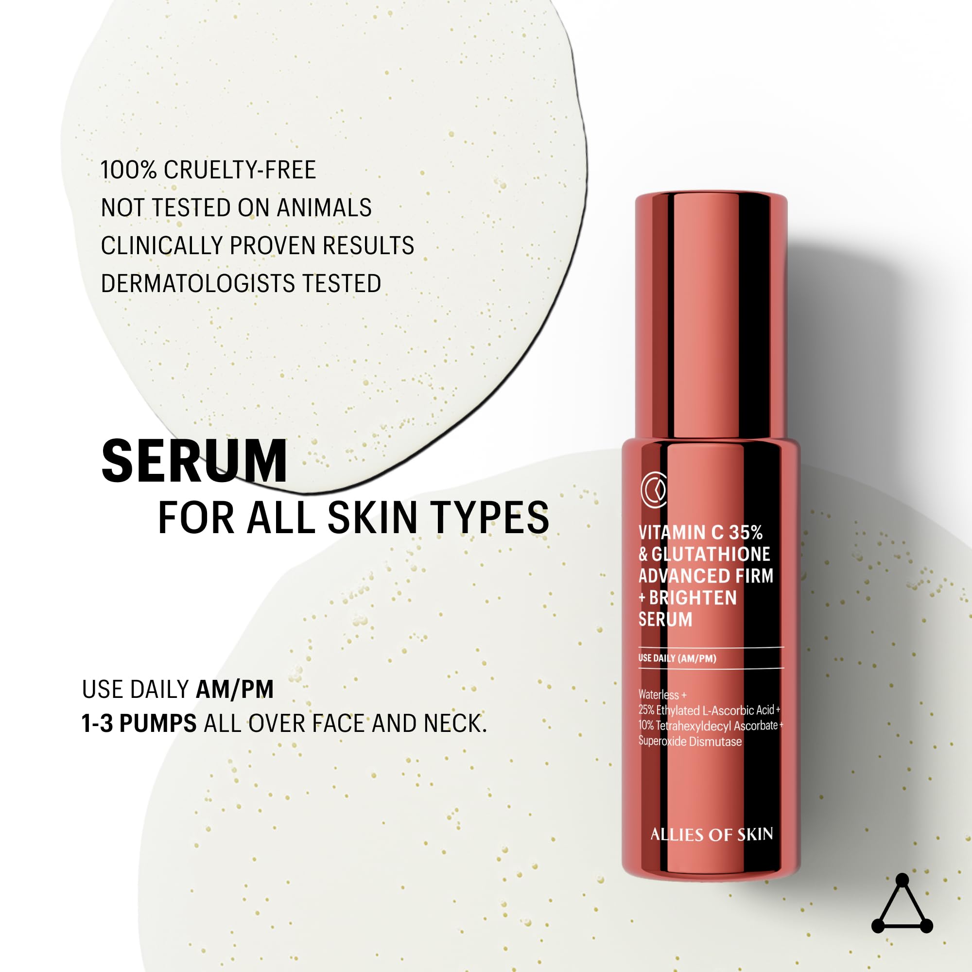 Allies of Skin 35% Vitamin C Perfecting Serum 1 Fl Oz | Highly Concentrated for Visbily Firmer Plumper Smoother Skin Fades Dullness with a Waterless Vitamin C Blend & Glutathione product thumbnail 3