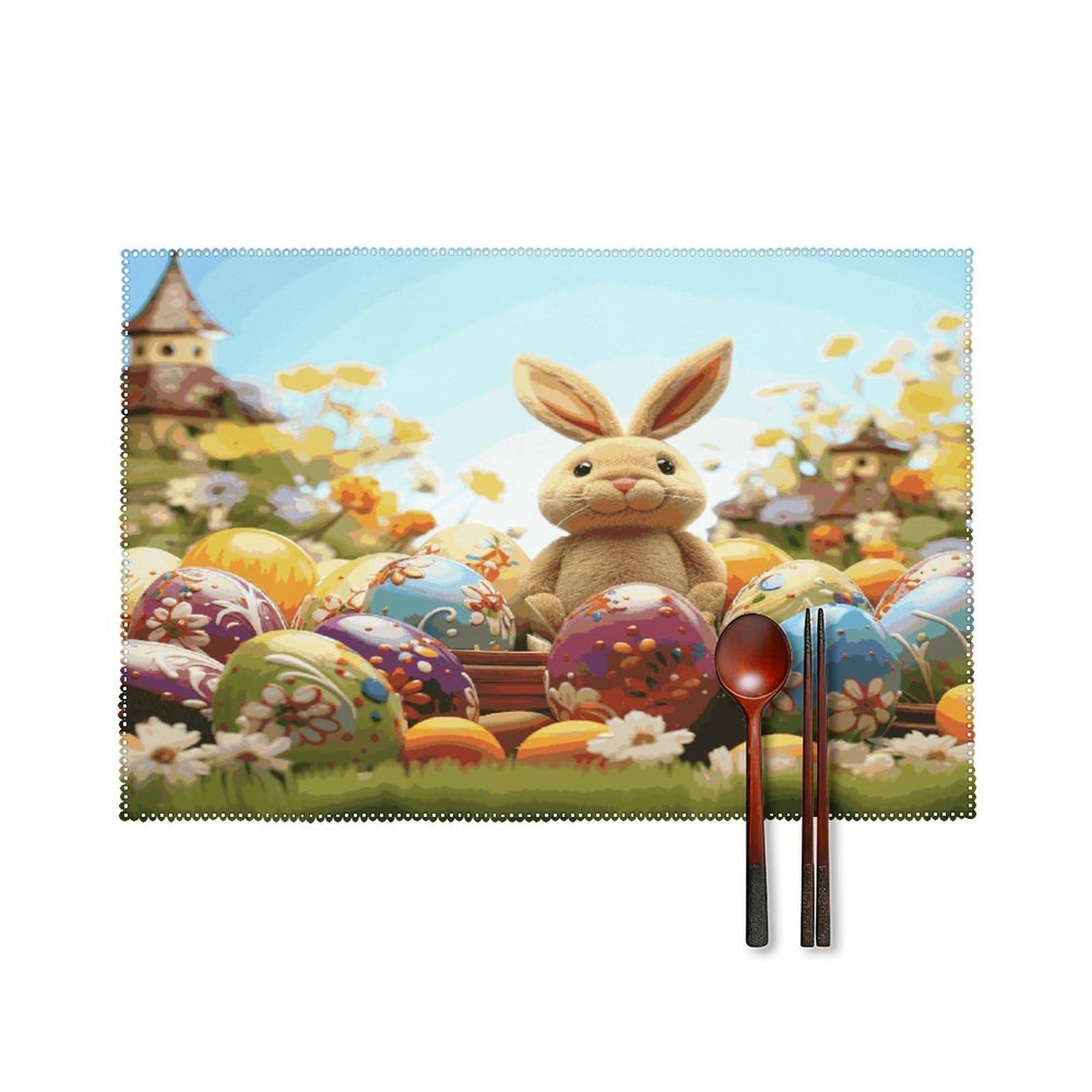 Fodpand Style Easter Colorful Eggs Placemats Set Of 4 Place Mats Table Mats
