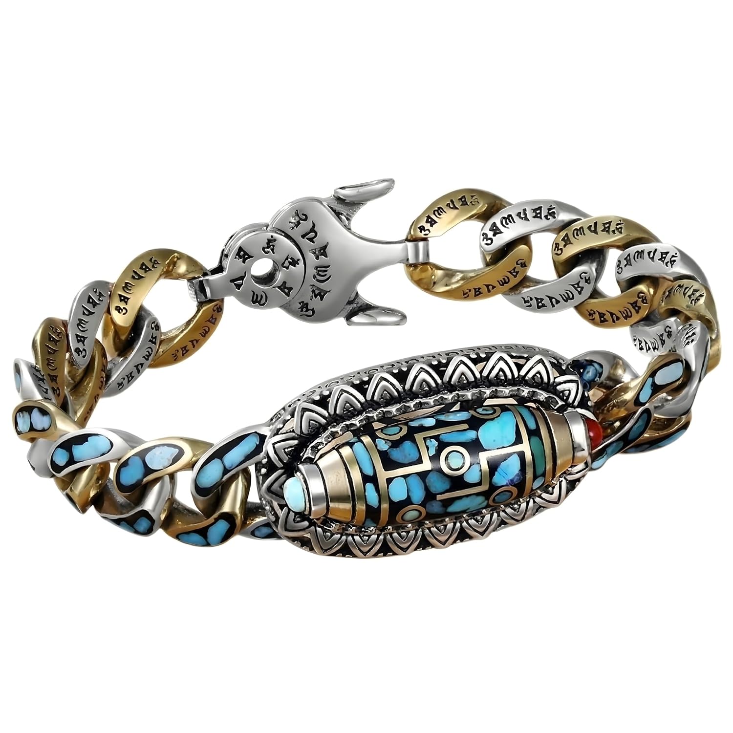 THE MEN THING TURQUOISE NINE-EYED DZI - 12mm Pure Copper Bracelet with Box Clasp for Men & Boys (8 inch) - Review, Price and Buying Guide
