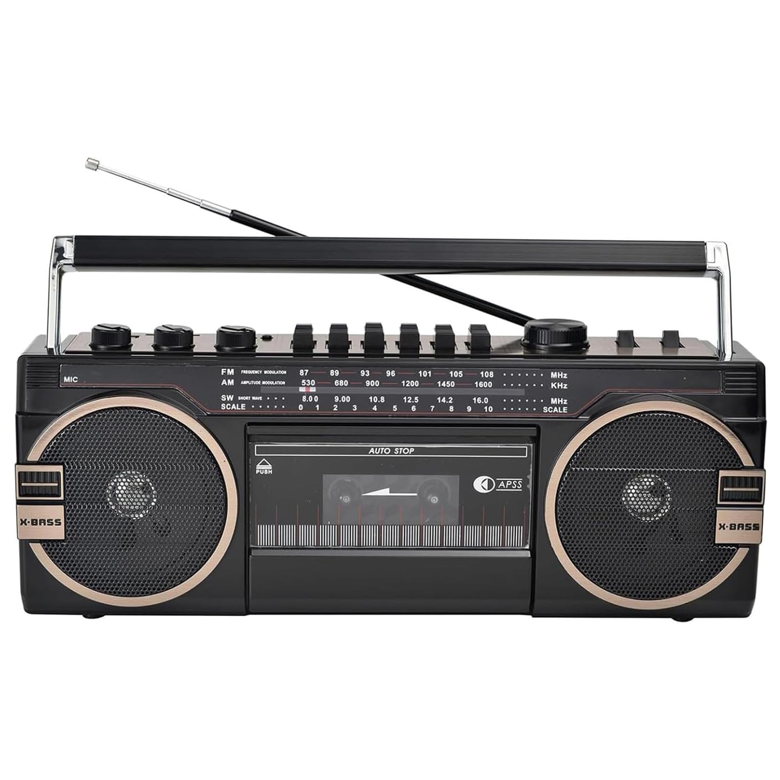 Casettetape Odtwarzacz CD w stylu lat 80., z gałkami regulacji głośności, łatwy do sterowania, radio AM/FM, na rodzinne spotkania i podróże