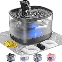 Veken 2.5L Cat Water Fountain with Detachable Tank - Quiet 25-30dB, Easy Clean No Pump, 5-Stage Filter for Cats Dogs Small Pets, Black