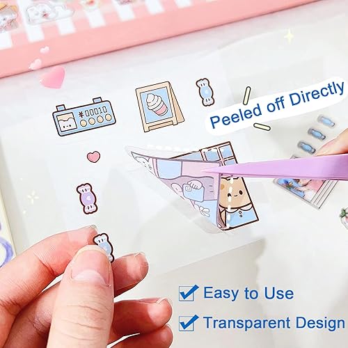 Miniatura 2 de 2000 calcomanías bonitas, calcomanías impermeables de vinilo transparente, calcomanías Kawaii divertidas para botella de agua, laptop, álbum de