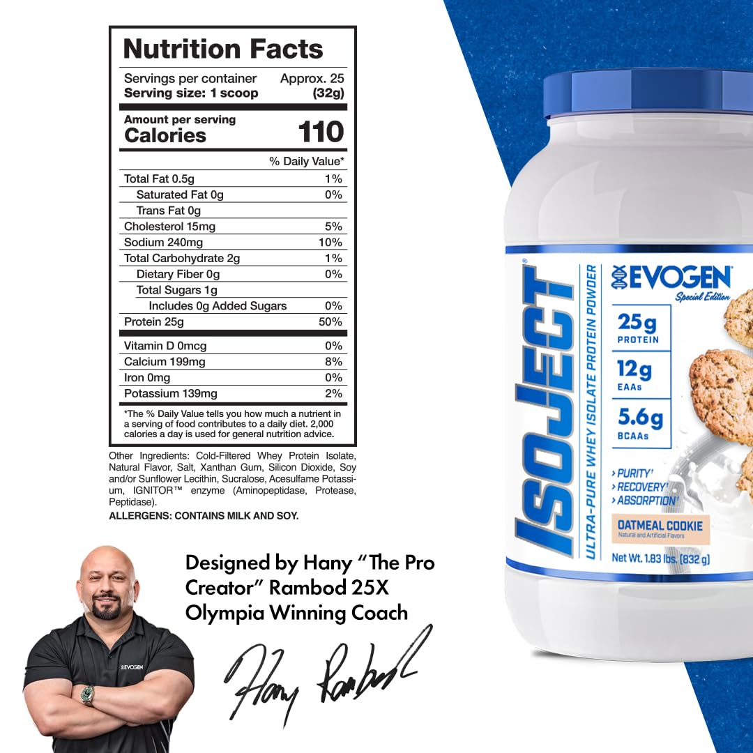 Evogen Isoject Whey Protein Isolate Powder | Oatmeal Cookie | 25 Servings — Amazon image 2