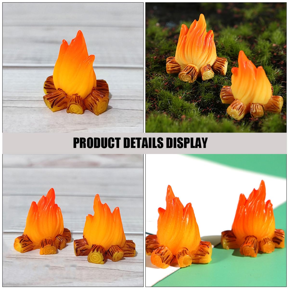 Campfire Short 10-Piece Mini Campfire Set - Resin Fake Fire Models For ...