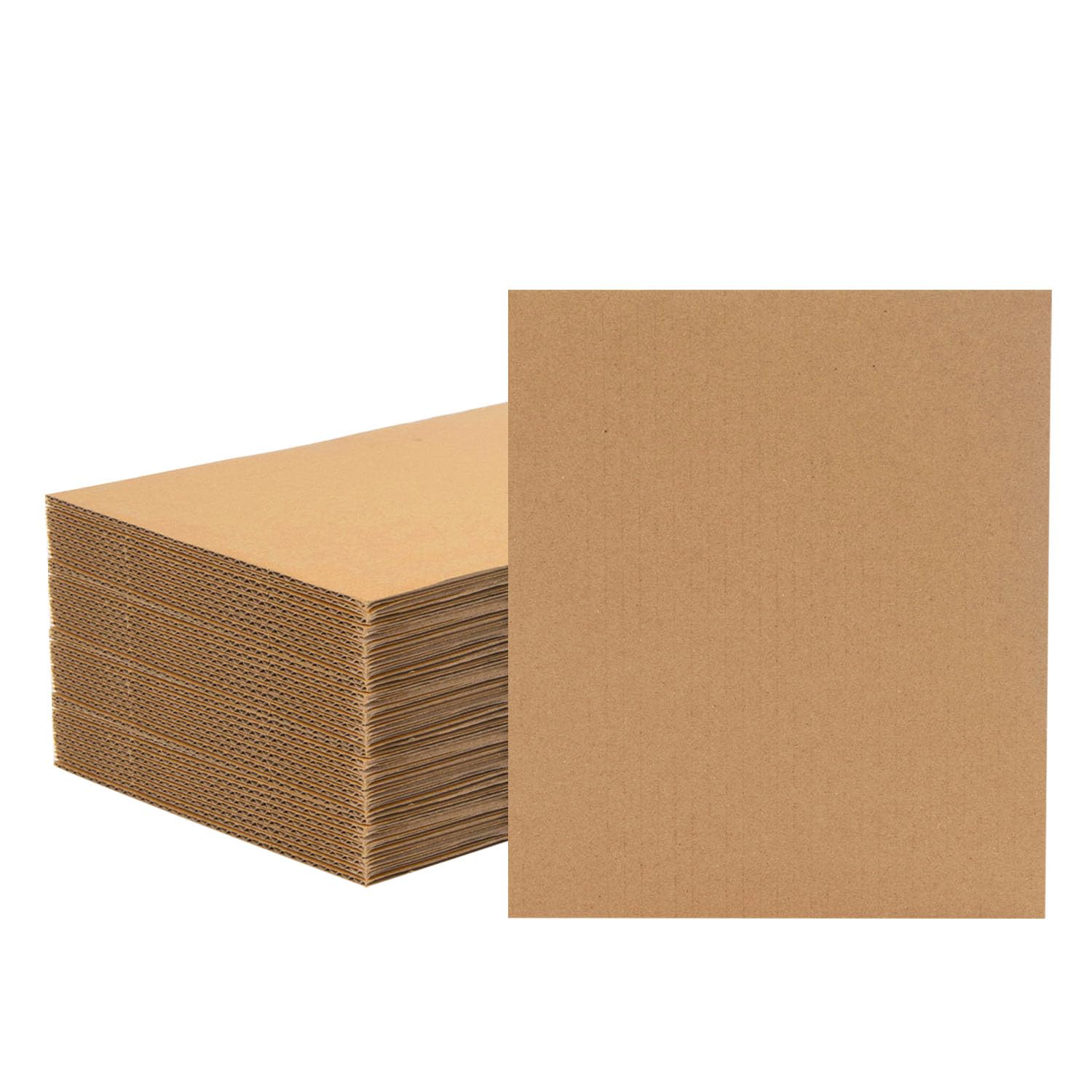 50 Pack 8.5x11 Inch Brown Corrugated Cardboard Sheets, Corrugated Cardboard Filler Insert Sheet Pads for Mailing, Pack Shipping, Cardboard Backing, Craft Card Board