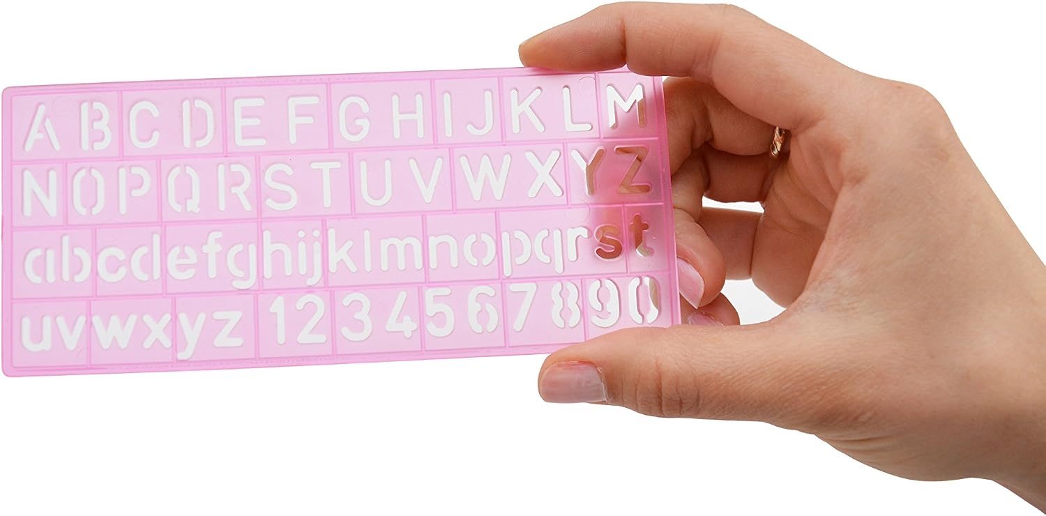 Westcott Lettercraft Plastic Lettering Guide Set, Color Varies, Set of 4 (02145)