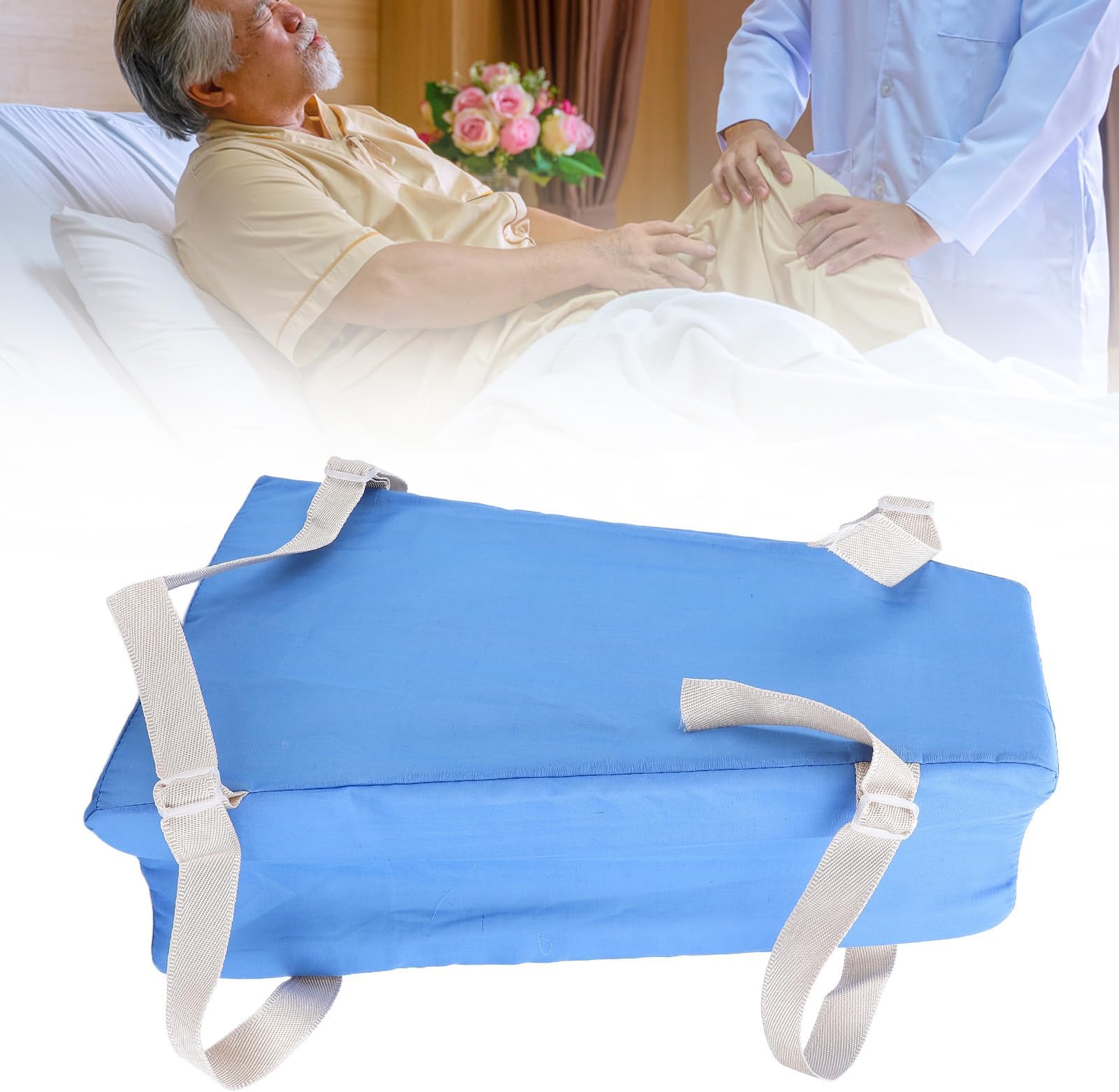 ZJchao Hip Abduction Trapezoid Cushion, Trapezoidal Position Pad with Straps Multifunctional Comfortable Portable Joint Lower Leg Leg Support Grooved Position Pad for Home Blue