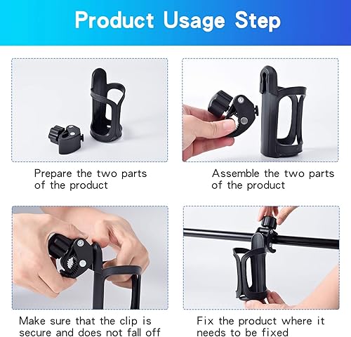 Miniatura 9 de Portavasos universal para cochecito, portavasos mejorado para caminante, soporte para botella de agua de bicicleta, accesorio para silla de ruedas,