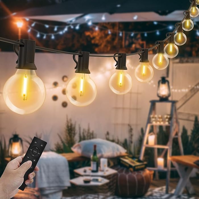 Buy 150FT Outdoor String Lights Mains Powered, LFFG 75+2 LED Dimmable