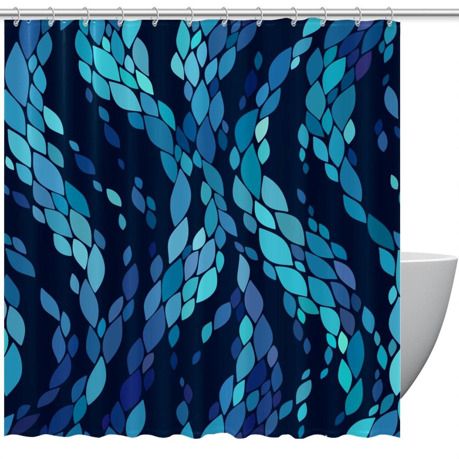 Rideau de douche abstrait ondulé 180x180 cm pour salle de bain style plage