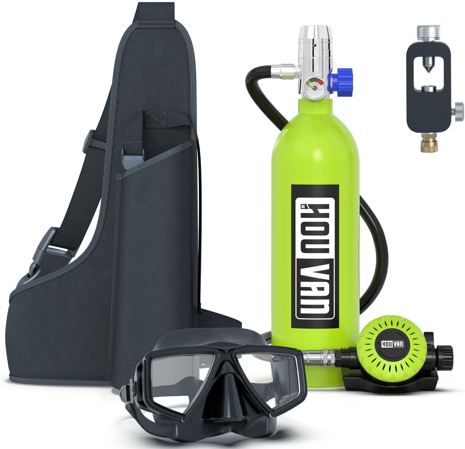 S400 Mini Scuba Tank 1.0L Scuba Tank Portable Diving Tank with On-Off Valve Reusable Underwater Breathing Pony Bottle for Underwater Exploration Emergency/Recreation