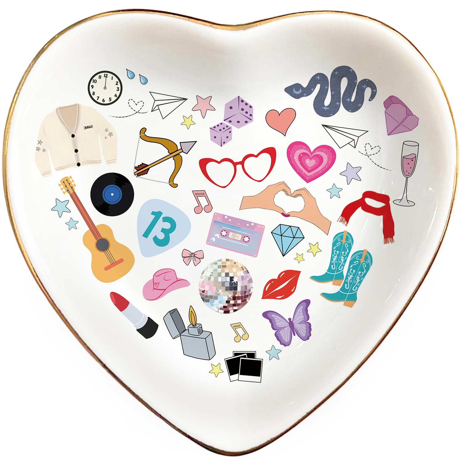 Singer Inspired Ring Dish, Ceramic Jewelry Tray for Music Fans, Birthday Gift for Girls Women, Gifts Idea for Christmas, Friendship Fun Presents, Trinket Rings Earrings Necklaces Key Decorative Dish
