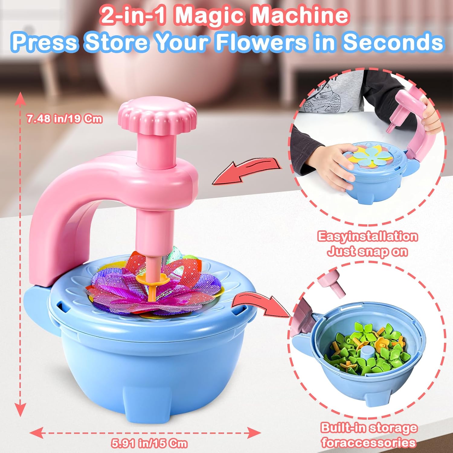 Flower Making Kit for Kids,DIY Flower Bouquet Kit,Fabric Flowers Bouquets Toys Upgraded,Flowers Crafts/Flowre Maker for Kids Birthday Gifts for Ages 3 4 5 6 7 8 9 10 11 12 Year Old Girls