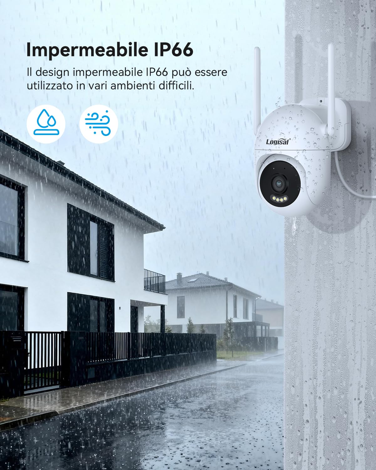 5MP Telecamera WiFi Esterno, Telecamera Aggiuntiva, Registrazione 24/7, Rilevamento Movimento, Tracciamento Automatico, Visione Notturna a Colori, Solo WiFi NVR, Eseecloud APP