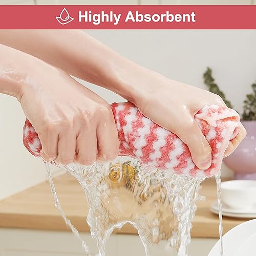 Vista 38 de JOYMOOP Paquete de 18 paños de limpieza de microfibra, toallas de cocina para lavar platos, paños absorbentes sin manchas sin pelusa para limpieza