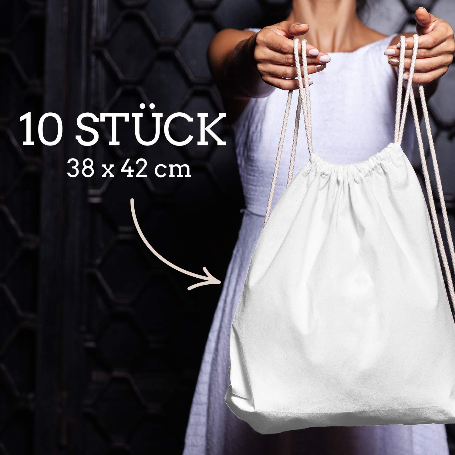 Lot De 10 Sacs Coton ELES VIDA - 38x42 Cm - Oeko-Tex - Sport, Courses, Customisation