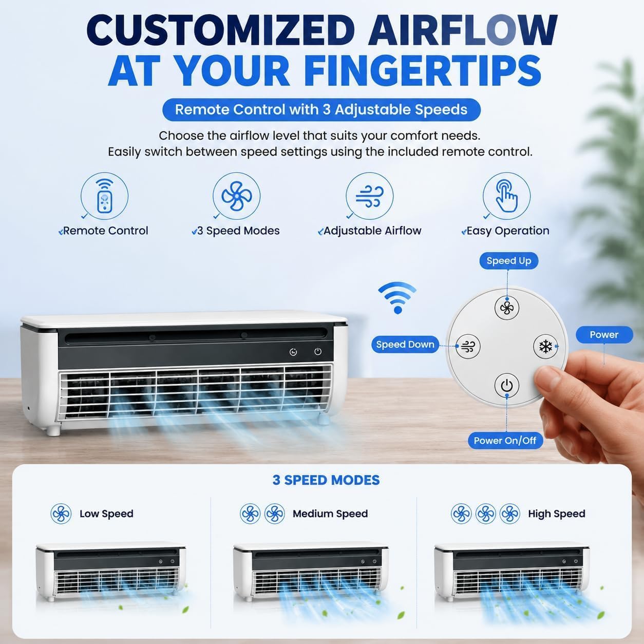 Aire acondicionado de pared sin unidad exterior, aire acondicionado portátil | Refrigeración instantánea en 30 segundos (B)