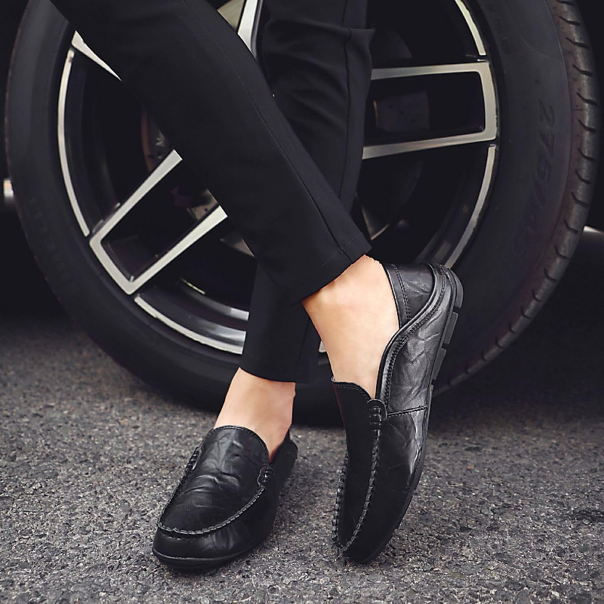 Mocassins pour Hommes Mocassins en Cuir Respirants et décontractés Mocassins fabriqués à la Main Mocassins à Enfiler Business Shoes 38-49 EU