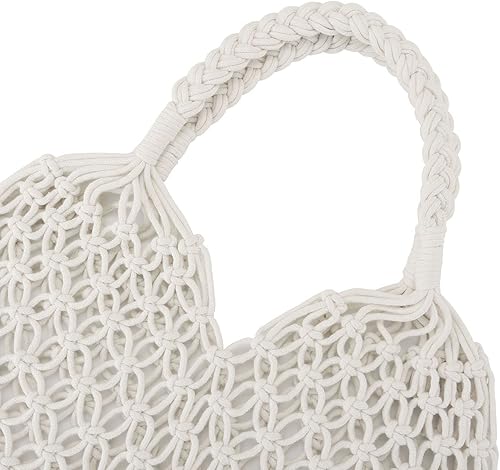 Miniatura 5 de Ayliss Bolsa de paja hecha a mano para viajes, playa, pesca, red, compras, bolsa de hombro tejida para mujer