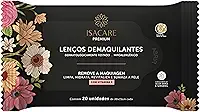 Lenços Demaquilantes Premium, Isacare, 20 Unidades