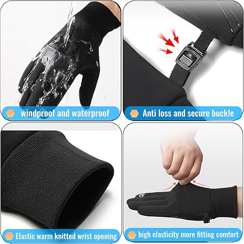 Miniatura 4 de Guantes de invierno, guantes para hombres y mujeres, para pantalla táctil mejorada, para mensajes de texto, cálidos, para correr, forro de punto,