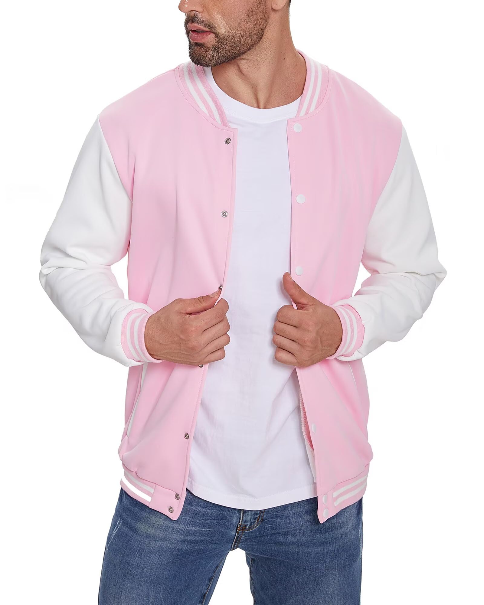 DHSPKN Men's Varsity Baseball Jacket Causal Slim Fit Varsity Letterman Jacket Boys Bomber Jackets