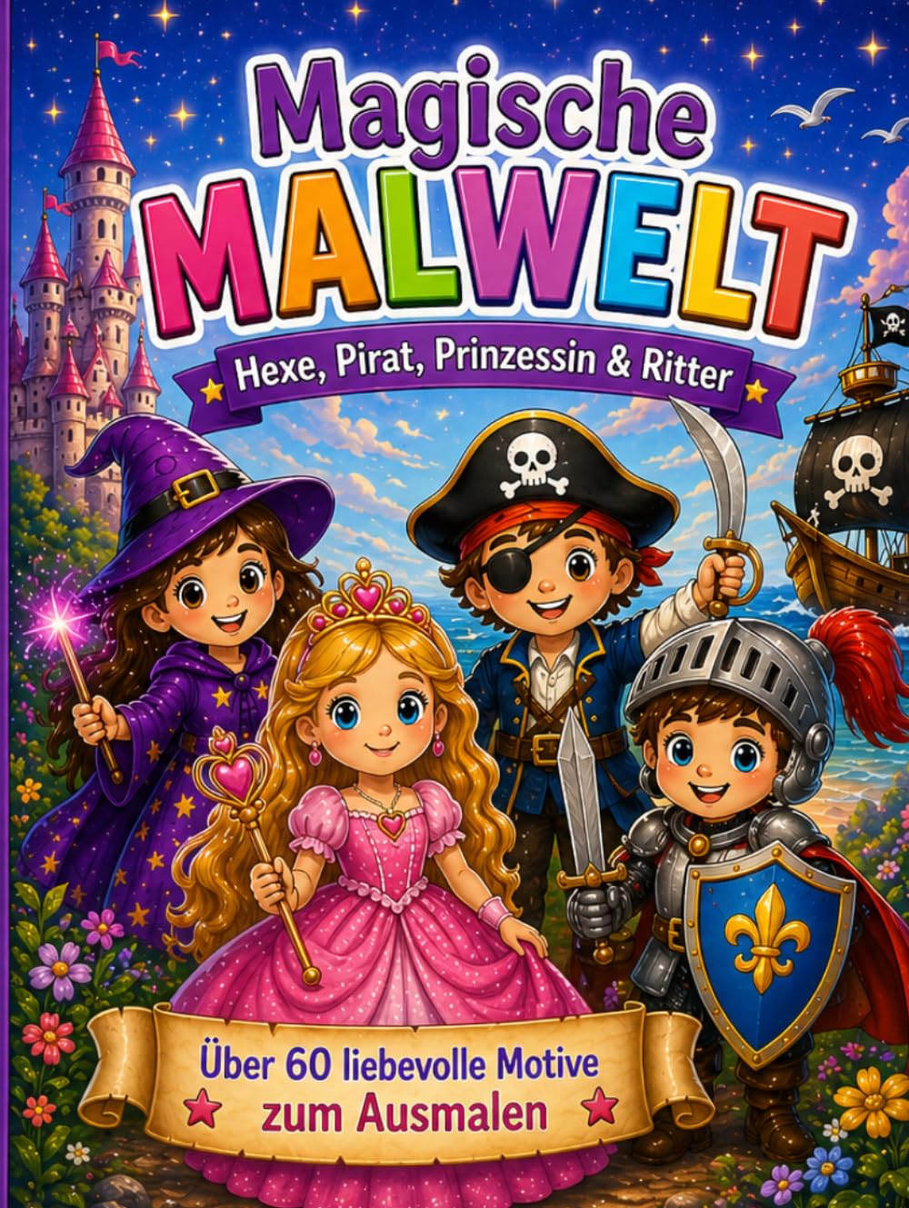 Magische Malwelt - Hexe, Pirat, Prinzessin & Ritter (Die Welt zum Ausmalen)