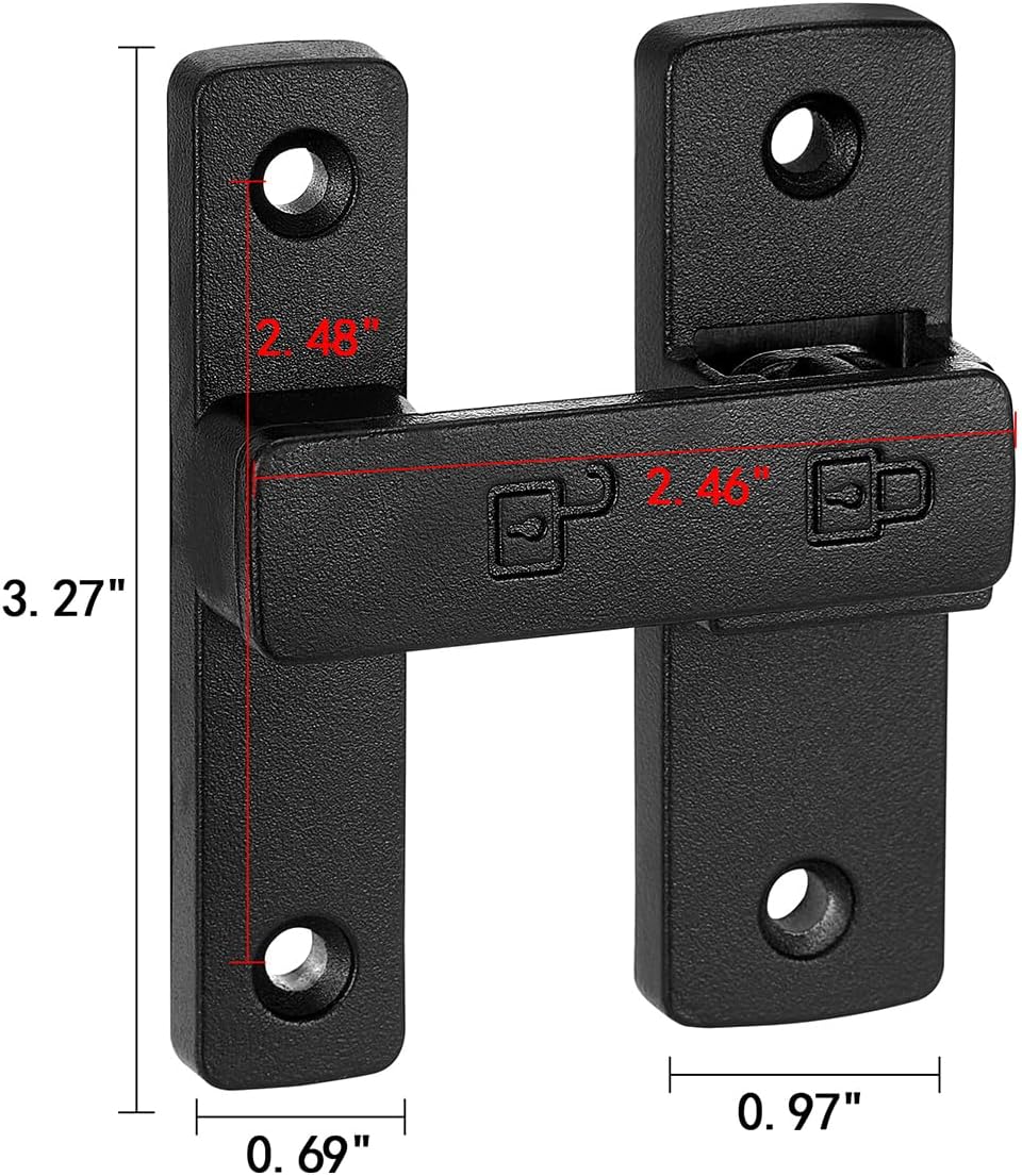 2 Packs Matte Black 180 Degree Zinc Alloy Barn Door Latch, Premium Flip Gate Lock for Cabinet, Bathroom, Garden Fence, Shed Window