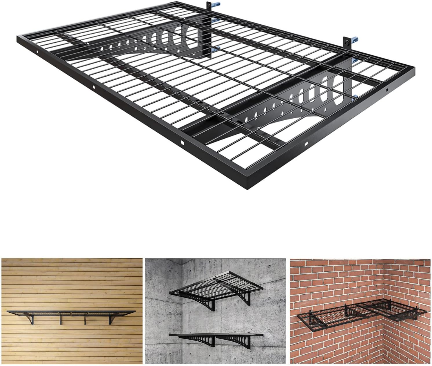 Dtrik Garage Storage Shelving Wall Mounted, 1 Pack 2x3ft, Loads 250 lbs Heavy Duty Sturdy Wall Shelves, Strong Garage Organiser, Storage Racks Units 01