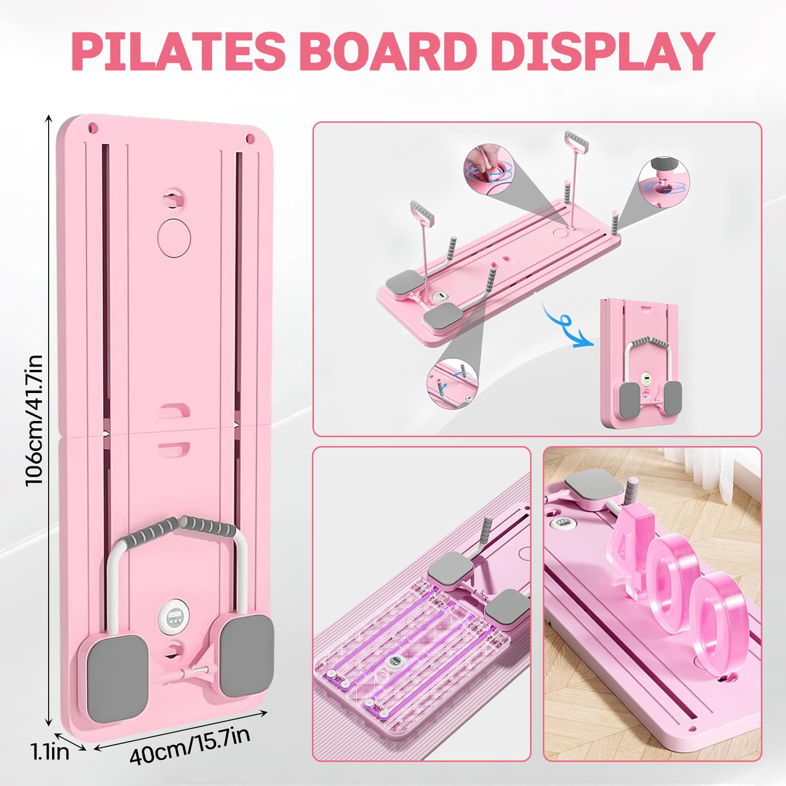 VHV Pilates Reformer Compact, 5 en 1 Pilates Pliable,La Roue Abdominale Push-up rebondit automatiquement Minuterie,Planche Abdominale Pilates Multifonction pour la Maison et la Salle de Sport