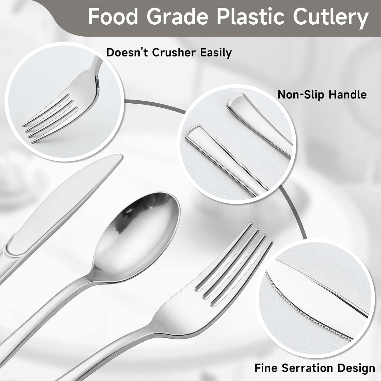 Pre Rolled Silver Plastic Cutlery Set, 300 Pack Wrapped Plastic Silverware Set with Napkins, Forks, Knives, and Spoons, Disposable Heavy Duty Plastics Utensils Set for Party Birthday Weddings Dinner