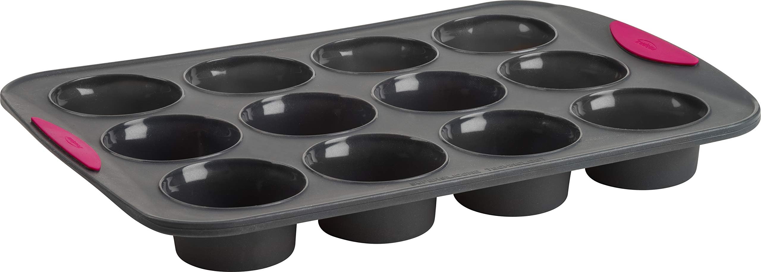 Trudeau Silicone Muffin Pan, 12 Cavities, Fuchsia (Model: 05115197KR)
