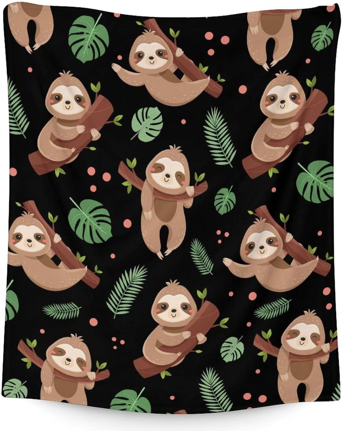 Funny Sloth Gift for Adults - 60" x 80" Inches Cute Sloth Throw Blankets for Teens - Beige Warm Fuzzy Blankets for Sofa, Bed & Living Room