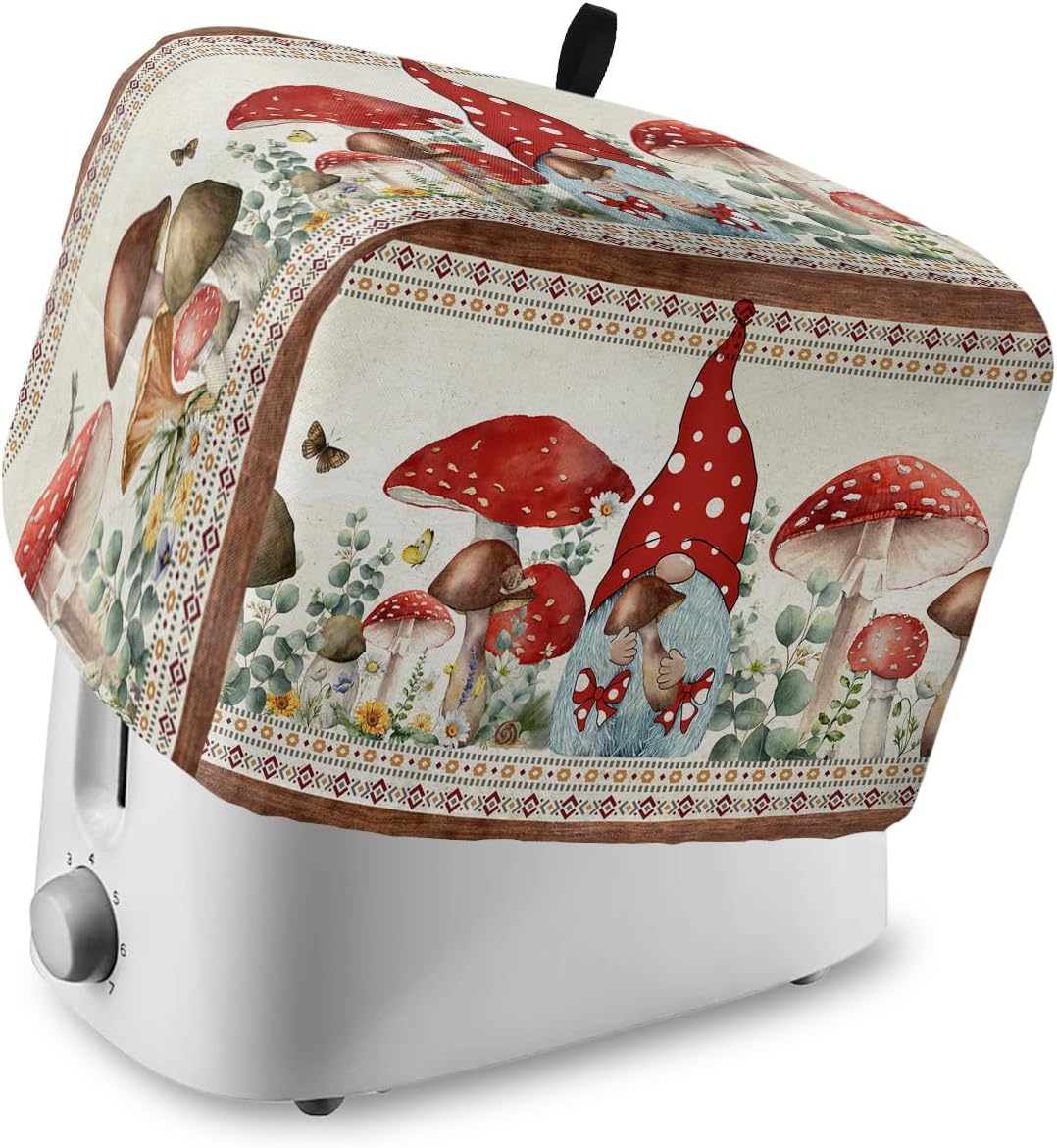 Toaster Dust Cover for Kitchen 4 Slice, Farmhouse Mushroom