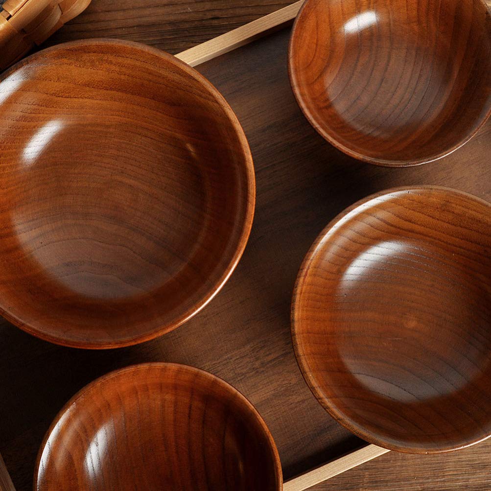 Ensaladera de Madera Tazón para Servir con Patas de Madera Taza de té de la Leche para Ensalada Arroz Miso Sopa Frutas Exhibición Decorativa 13x13x7cm