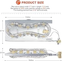 Vista 5 de UPGRADE W11344457 3387747 Elemento calefactor para secadora de Beaquicy – Adecuado para Whirlpool Kenmore elite he4/90 serie elemento calefactor