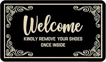 Funny Welcome Door Mat, Kindly Remove Your Shoes Once Inside Doormat for Front Door Indoor Outdoor Entrance Porch, Humorous Bath Mats, 17x30 Inches