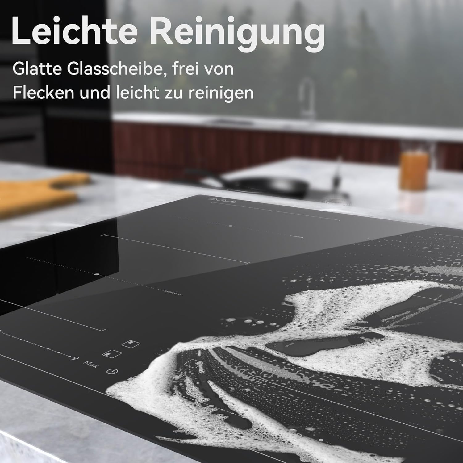 magicplux IC4S Induction Hob being cleaned with a soapy cloth