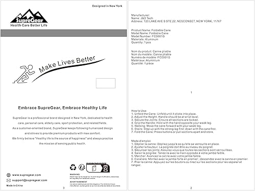 Miniatura 11 de supregear Folding Cane, 5-Level Adjustable Height Walking Stick Lightweight Collapsible Portable Travel Cane with Wrist Strap and T Handle for Azul