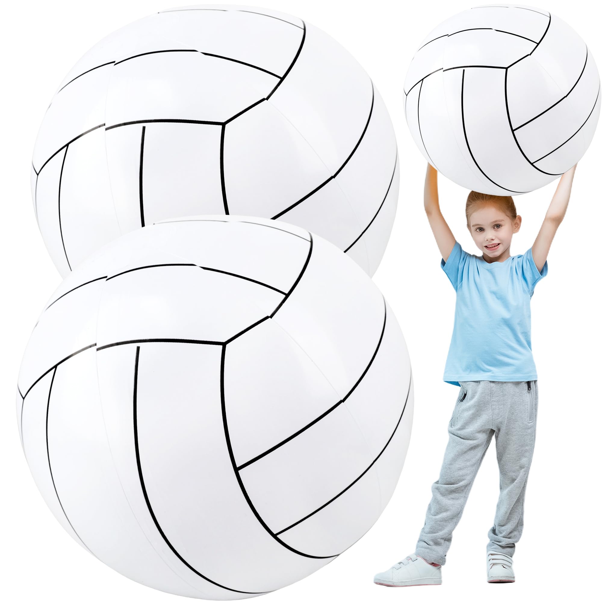 2 Pcs 40 Inch Giant Blow up Volleyball Inflatable Volleyball Beach Ball White Pool Sports Balls for Outdoor Activity Sports Themed Party Favors