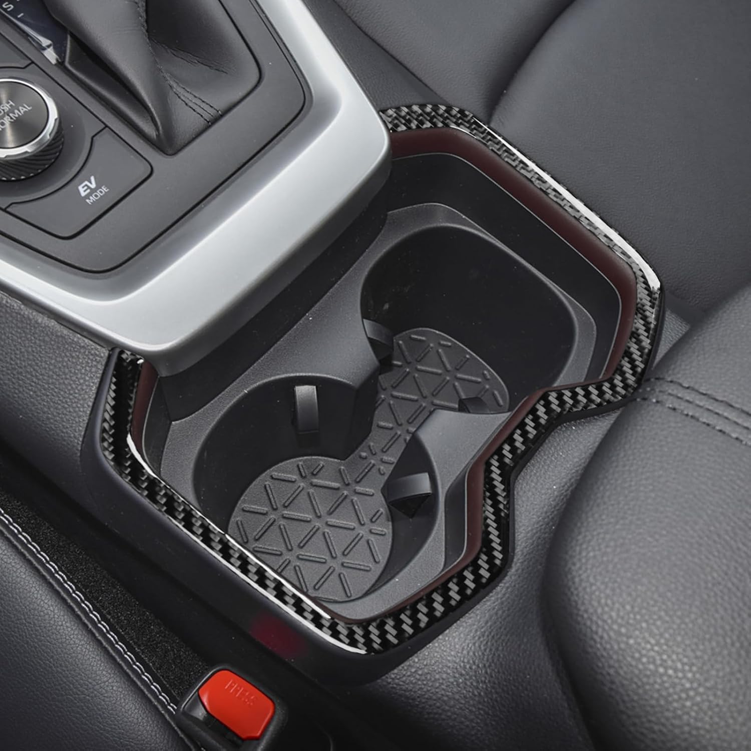 NVCNX Real Carbon Fiber for Toyota RAV4 2019-2025 2020 2021 2022 2023 2024 Hybrid Car Center Console Cup Holder Frame Cover Interior Trim Accessories Thick Overlay Sticker Decal 1PC