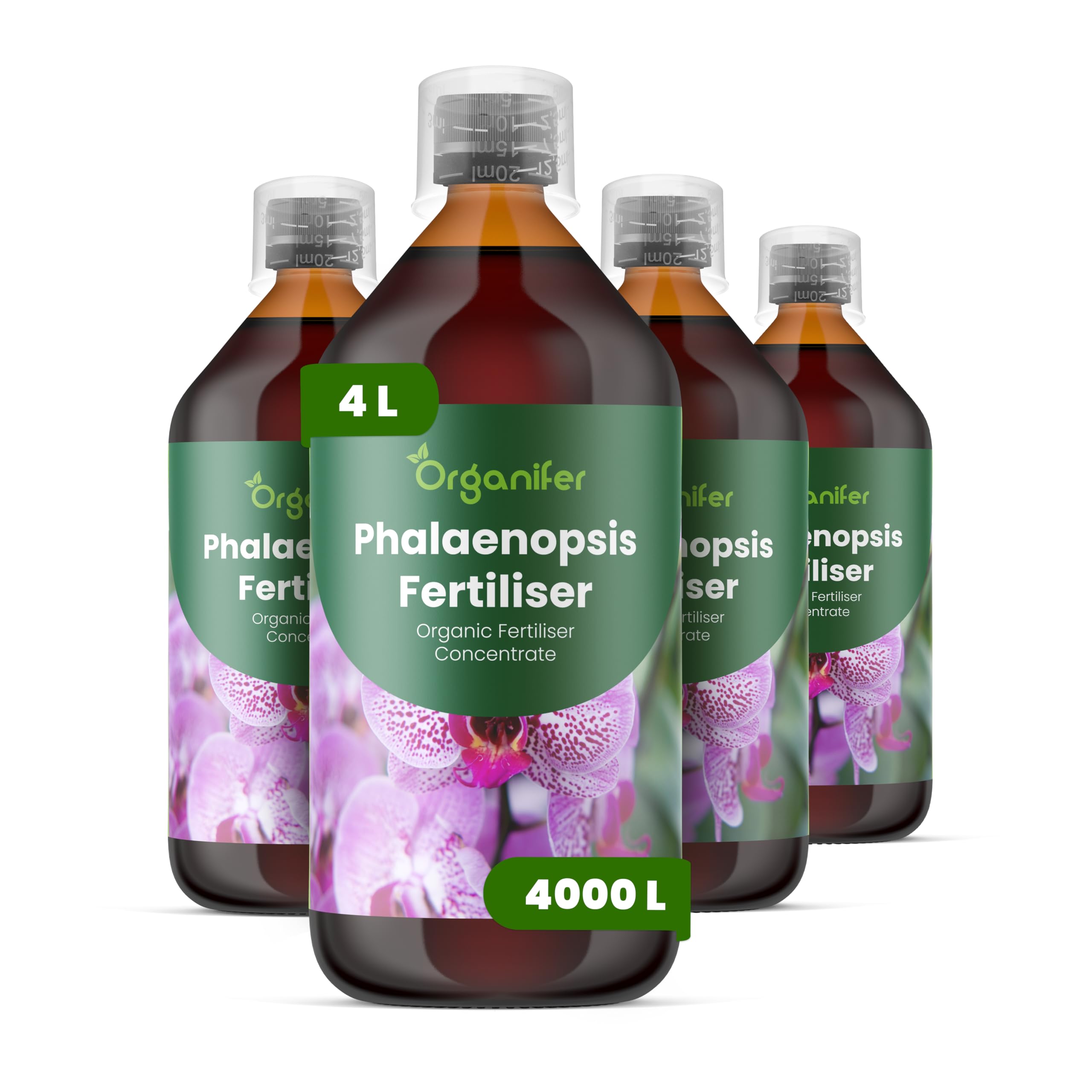 Phalaenopsis Nawóz Organiczny Do Kwiatów - 4x1L - NPK 3-4-3 | Zdrowe Liście - Silne Korzenie I Wysoka Plonność - Organifer