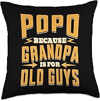 Vista 5 de Popo Because Grandpa is for Old Guys Grandpa Gifts Popo Old Guys Father's Day Grandpa - Almohada de 16 x 16 pulgadas, multicolor