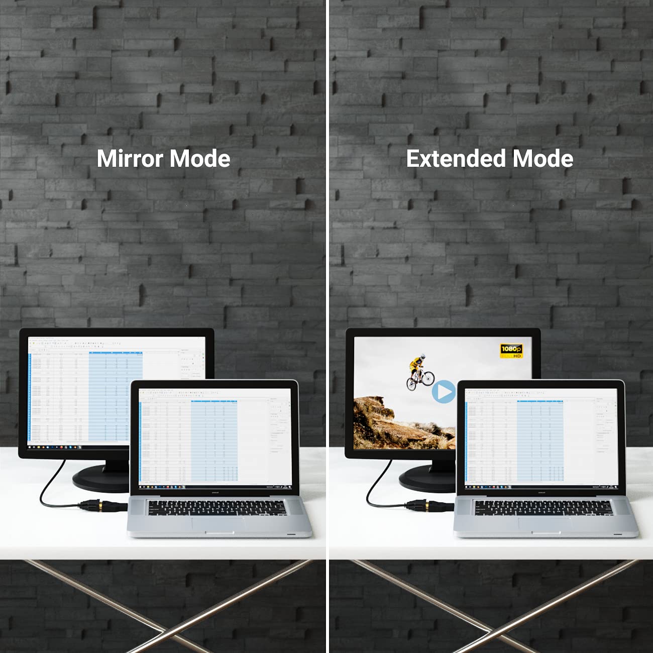 deleyCON Kabel Przejściowy z Displayport na VGA - Kabel Przejściowy z Wtyczki DP Displayport na Gniazdo VGA Pozłacane Styki do Podłączenia Telewizora Projektora Komputera Laptopa Notebooka