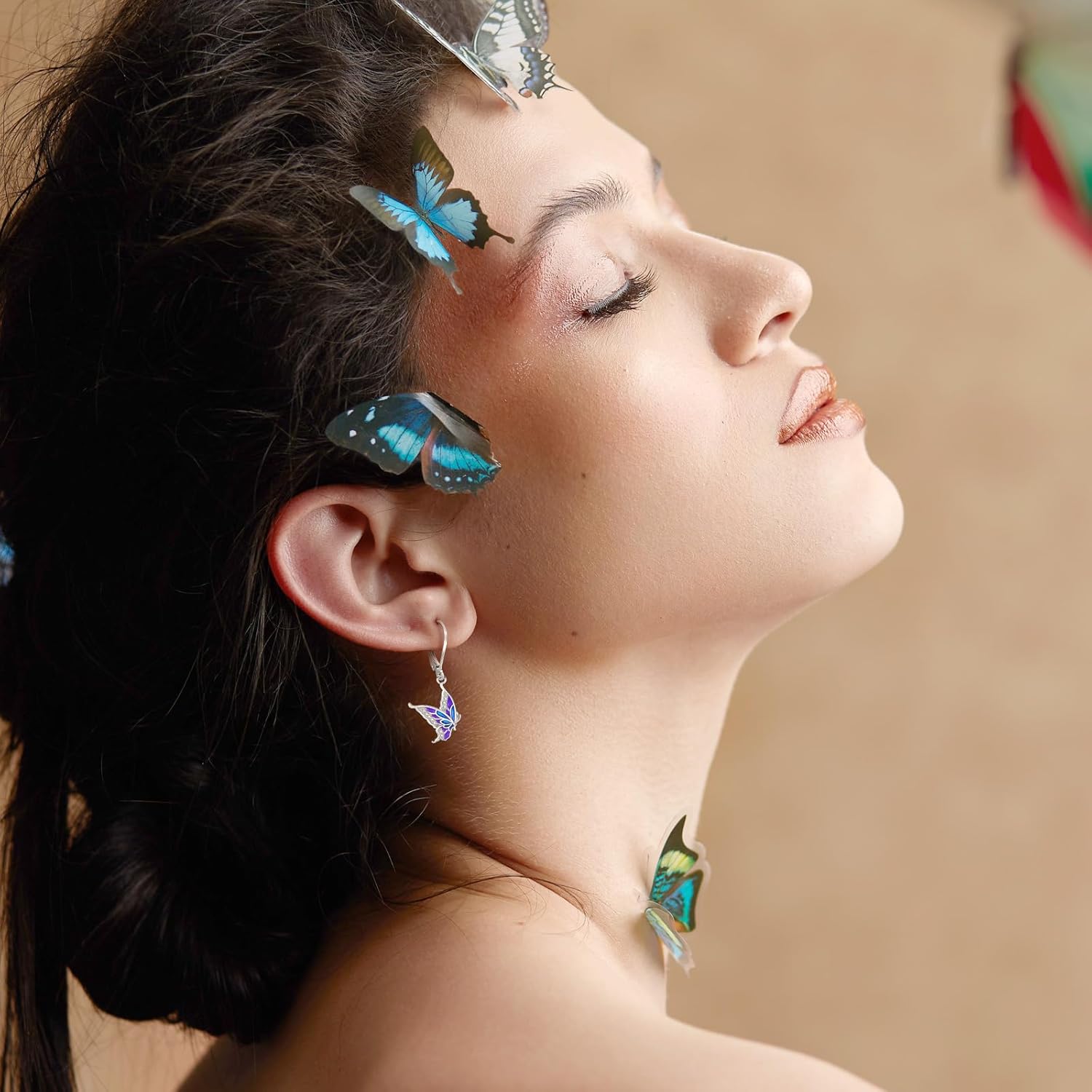 Sterling Silver Tree of Life/Flower/Bee/Animals/Cat/Hummingbird Dangle Earrings Moonstone Turquoise Drop Leverback Earrings Jewelry Gifts - Image 6