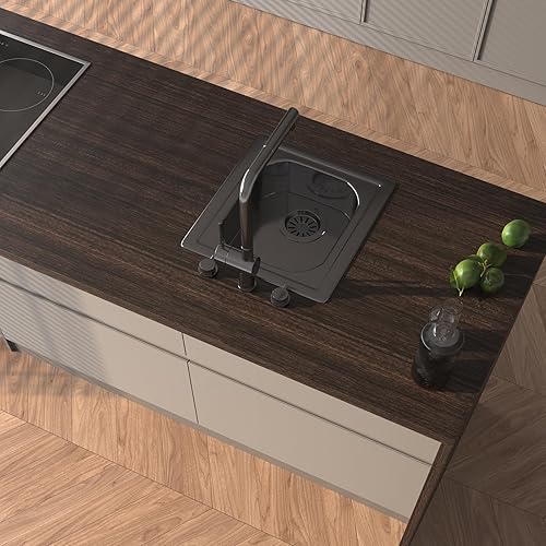 Miniatura 6 de VEELIKE Papel de contacto de madera marrón oscuro, papel tapiz de madera para despegar y pegar, 32 x 118 pulgadas, papel de contacto de grano de