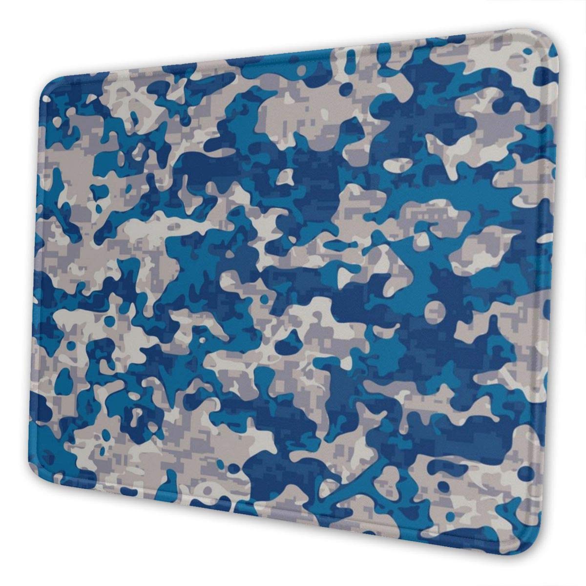 Gaming Mouse Pad - Blue Camouflage Rectangle Rubber Mousepad - 10 X 12 Inch X 0.12''(3mm Thick) Mouse Mat for Gift Support Wired Wireless Or Bluetooth Mouse