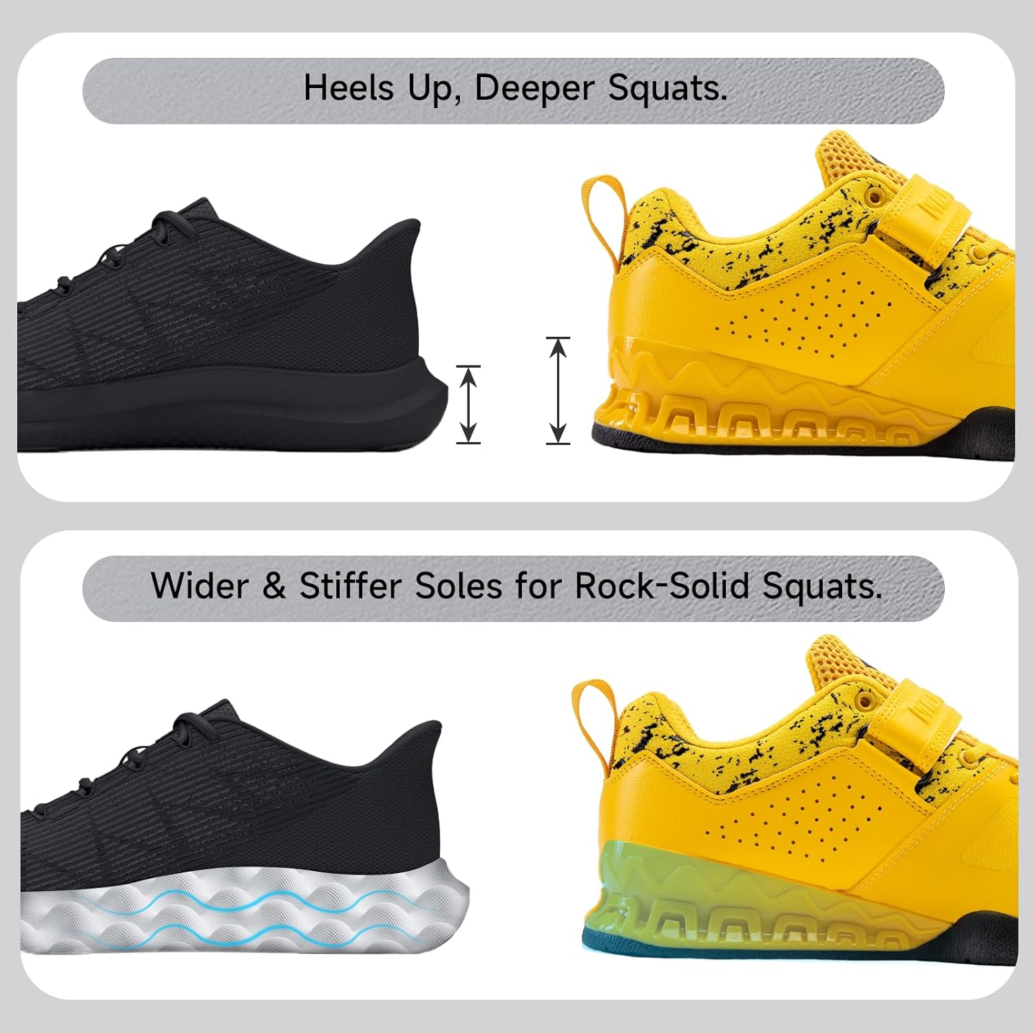 MANUEKLEAR Deadlift Shoes, Strong Anti-Slip Lifting Shoes for Men, Professional Training Weightlifting Shoes for Men and Women, Squat Shoes for Powerlifting with Rubber Non-Slip Sole