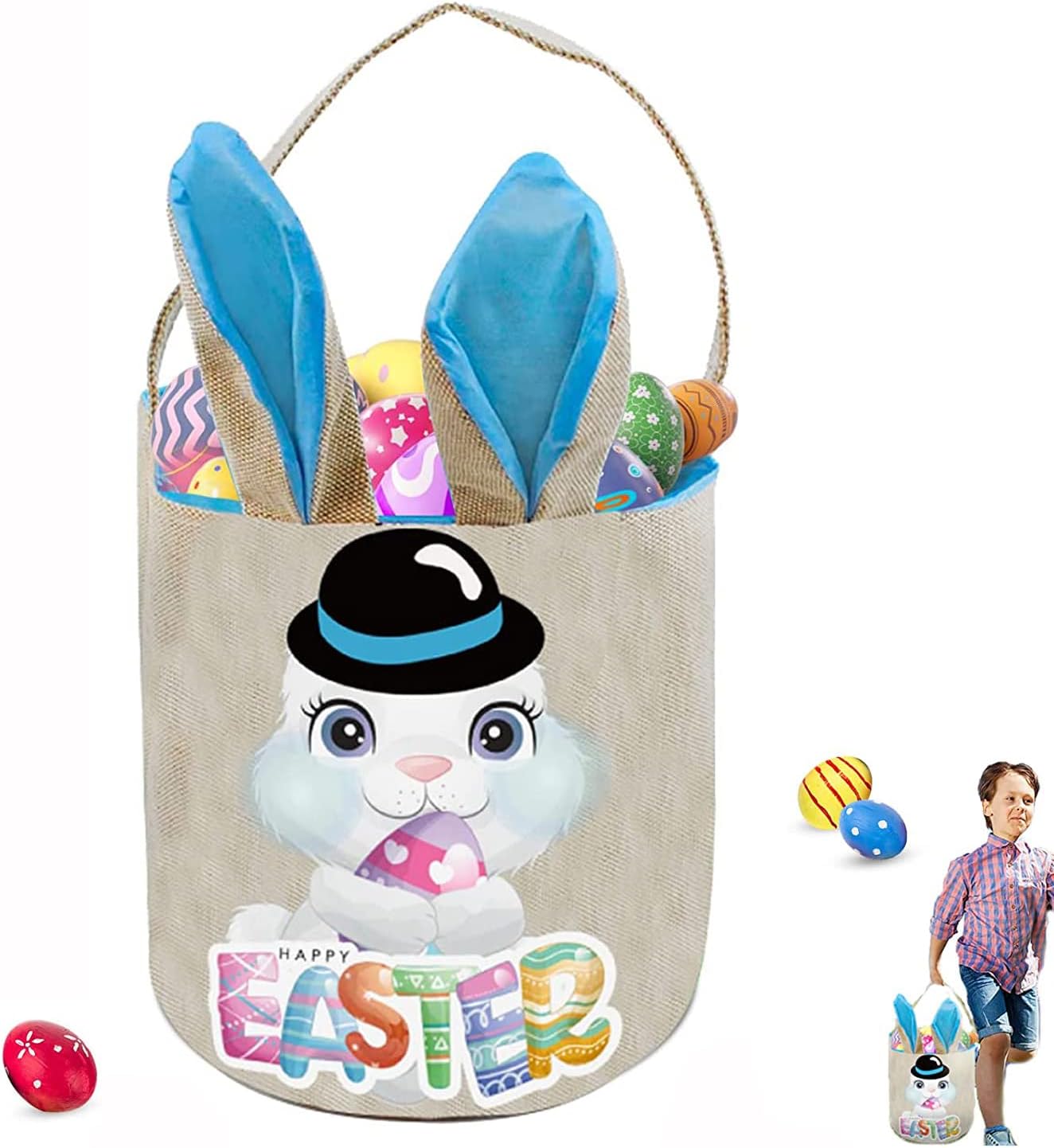 PADELO Easter Basket for Kids, Cute Easter Bucket Stuffers