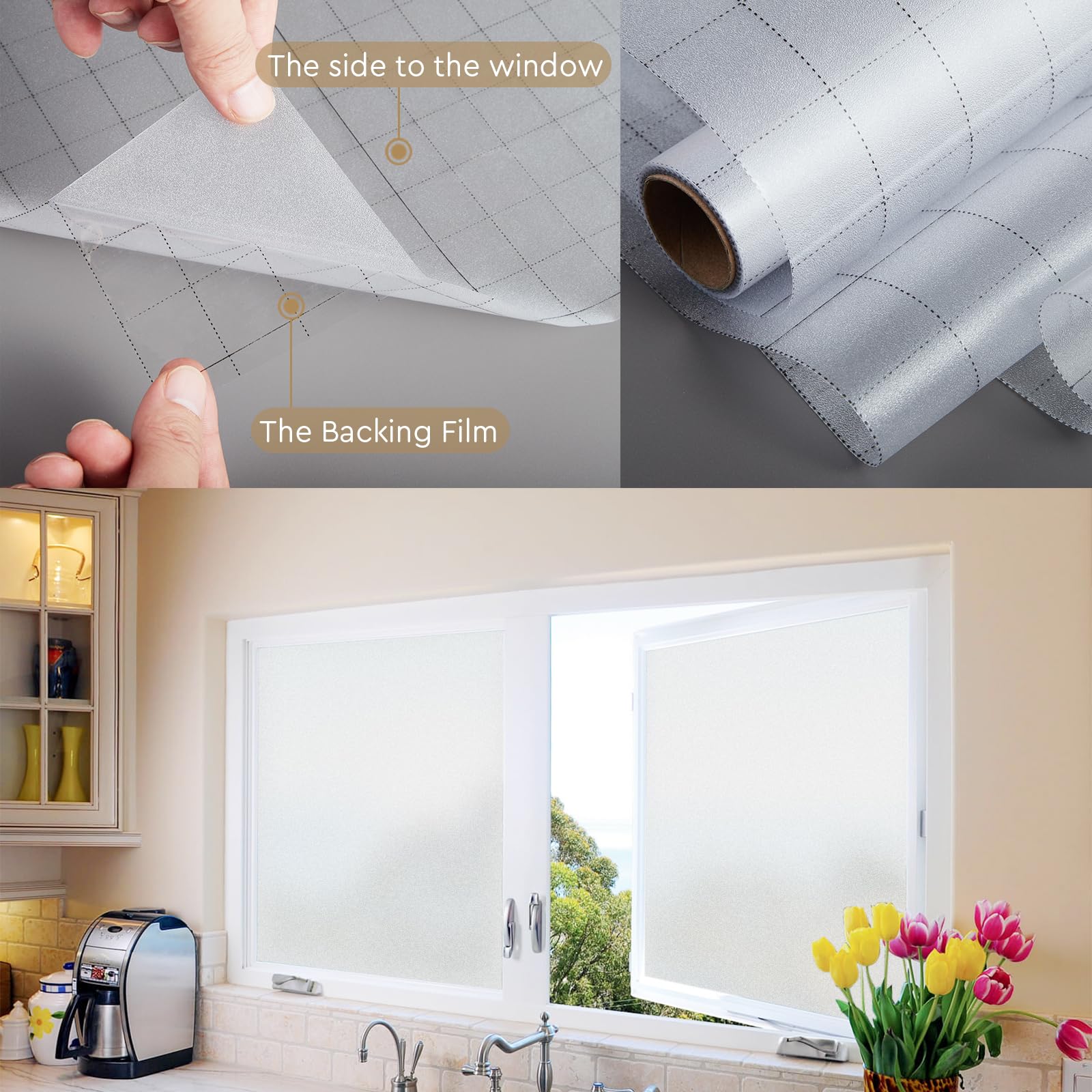 LEMON CLOUD Fensterfolie Blickdichte Sichtschutzfolie Selbsthaftend Milchglasfolie Statische Fensterfolien Anti-UV Fenster Folie Für Büro Zuhause Badzimmer Weiß Matt 90x400cm